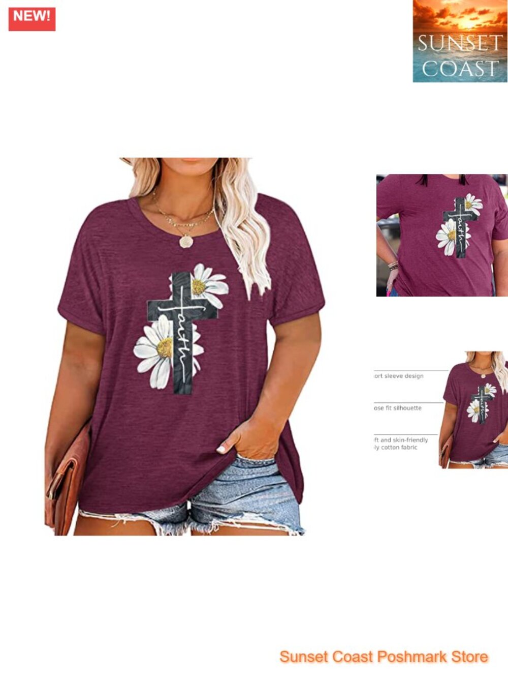 Plus Size Western Country Graphic Tee for Women Casual Summer Flower T-Shirt